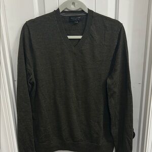 Banana Republic Dark Green 100% Merino Wool V-Neck Sweater